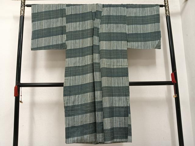 平和屋着物●男性　長襦袢　袷　横段文　正絹　逸品　未使用　AABI7480ph