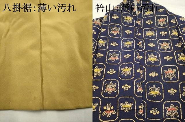平和屋着物■上質な小紋　格子桐文　正絹　逸品　AABI7482br
