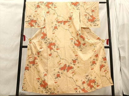 平和屋着物■上質な小紋 竹垣枝花文 金彩 正絹 逸品 AABI7484br