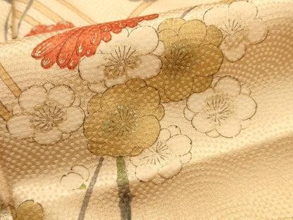 平和屋着物■上質な小紋 竹垣枝花文 金彩 正絹 逸品 AABI7484br