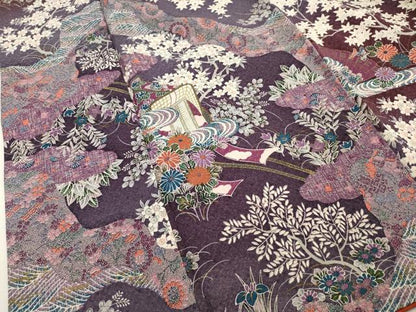 平和屋着物■上質な小紋 御所車霞花文 金彩 正絹 逸品 AABI7485br