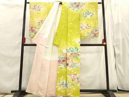 平和屋着物■訪問着 吉祥花文 暈し染め 金糸 金銀彩 正絹 逸品 AABI7487br