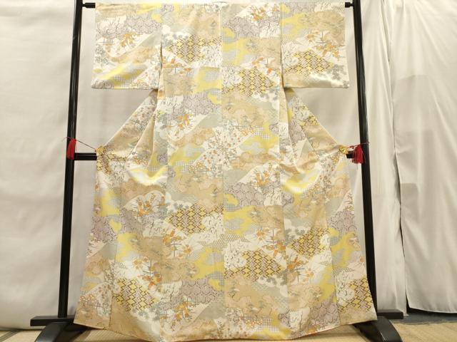 平和屋着物■上質な小紋 雲重ね吉祥文 金彩 正絹 逸品 AABI7489br