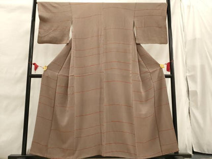 平和屋着物■上質な小紋 絞り 横段文 正絹 逸品 AABI7490br