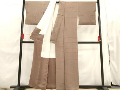 平和屋着物■上質な小紋 絞り 横段文 正絹 逸品 AABI7490br