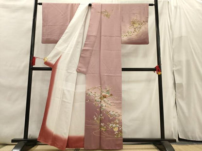 平和屋着物■訪問着　枝花文　暈し染め　金彩　正絹　逸品　AABI7492br
