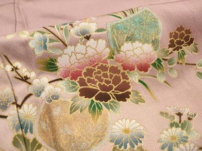 平和屋着物■訪問着　枝花文　暈し染め　金彩　正絹　逸品　AABI7492br