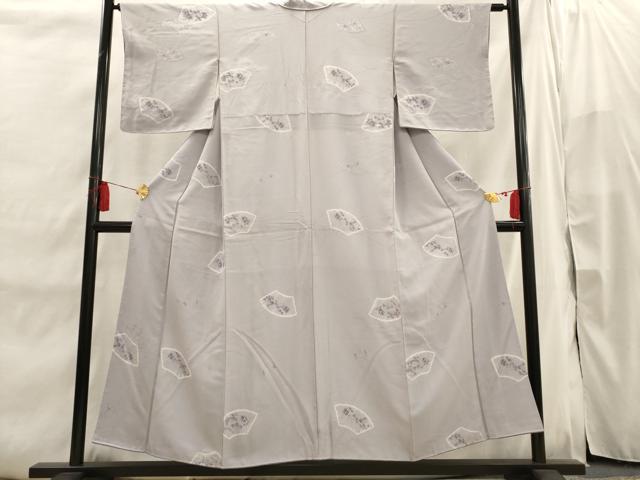 平和屋着物■上質な小紋　絞り　地紙花文　正絹　逸品　AABI7496br