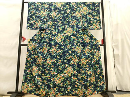 平和屋着物■上質な小紋　草花文　金彩　正絹　逸品　AABI7497br