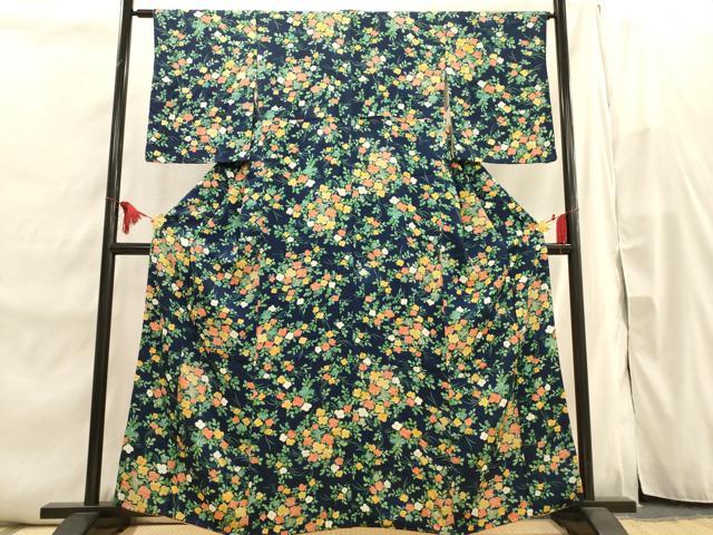 平和屋着物■上質な小紋　草花文　金彩　正絹　逸品　AABI7497br