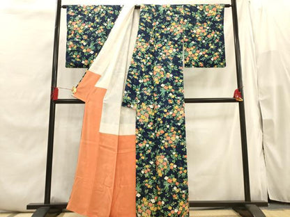 平和屋着物■上質な小紋　草花文　金彩　正絹　逸品　AABI7497br