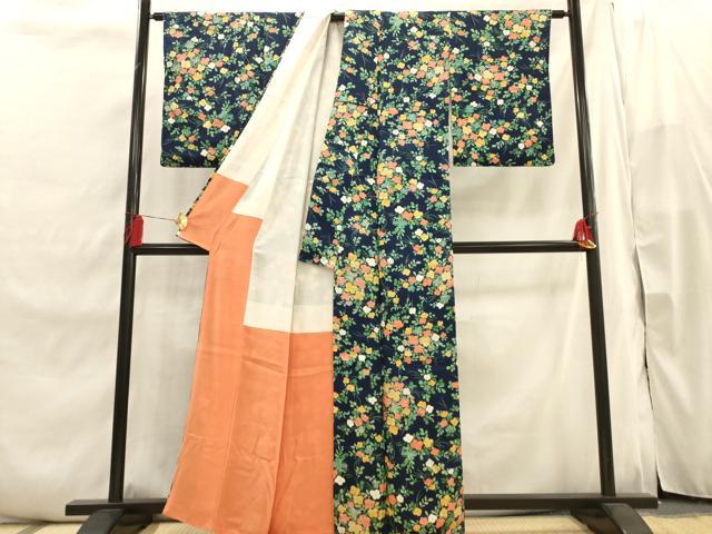平和屋着物■上質な小紋　草花文　金彩　正絹　逸品　AABI7497br