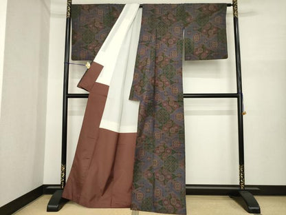 平和屋着物●本場大島紬　一元7マルキ　松皮菱花文　正絹　逸品　AABI7527ck