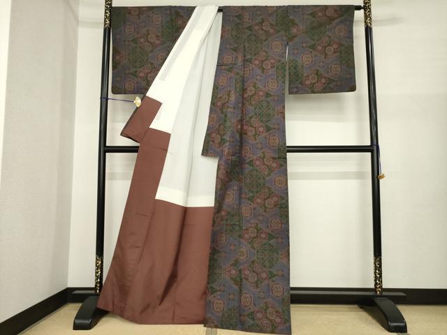 平和屋着物●本場大島紬　一元7マルキ　松皮菱花文　正絹　逸品　AABI7527ck