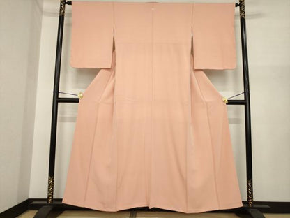 平和屋着物●上質な色無地　宍色　正絹　逸品　AABI7528ck