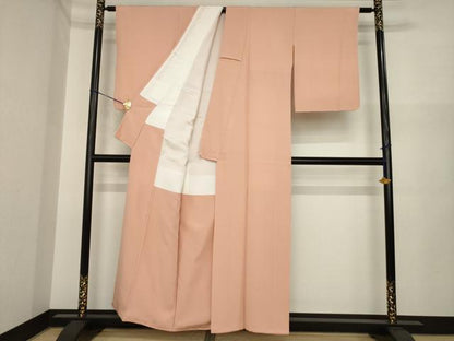 平和屋着物●上質な色無地　宍色　正絹　逸品　AABI7528ck