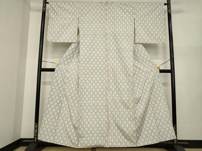 平和屋着物●上質な紬　市松文　正絹　逸品　AABI7529ck