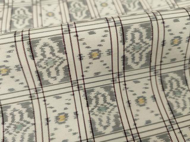 平和屋着物●上質な紬　市松文　正絹　逸品　AABI7529ck