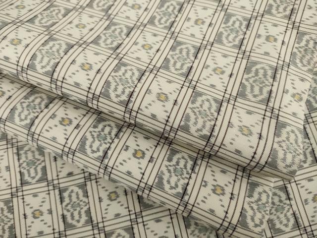平和屋着物●上質な紬　市松文　正絹　逸品　AABI7529ck