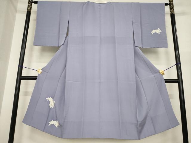 平和屋着物●長襦袢　袷　絞り　兎　丹後ちりめん　反端付き　正絹　逸品　AABI7530ck