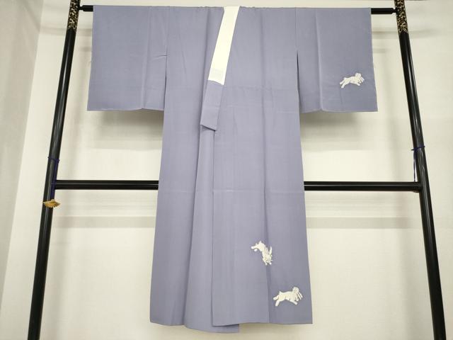平和屋着物●長襦袢　袷　絞り　兎　丹後ちりめん　反端付き　正絹　逸品　AABI7530ck