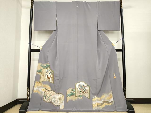 平和屋着物●金彩友禅作家　金彩の魔術師　堀省平　金煌織　色留袖　本金使用　風人雷神　正絹　逸品　AABI7531ck