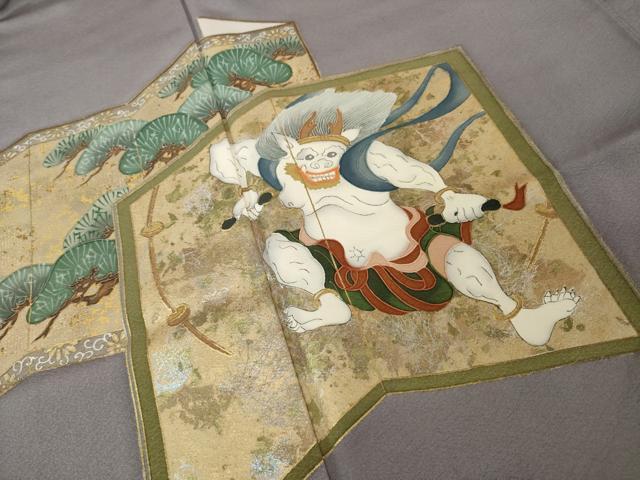 平和屋着物●金彩友禅作家　金彩の魔術師　堀省平　金煌織　色留袖　本金使用　風人雷神　正絹　逸品　AABI7531ck