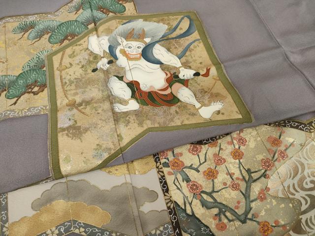 平和屋着物●金彩友禅作家　金彩の魔術師　堀省平　金煌織　色留袖　本金使用　風人雷神　正絹　逸品　AABI7531ck