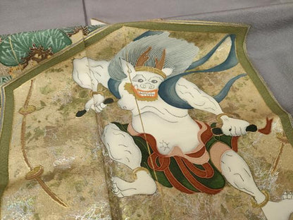平和屋着物●金彩友禅作家　金彩の魔術師　堀省平　金煌織　色留袖　本金使用　風人雷神　正絹　逸品　AABI7531ck