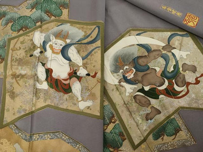 平和屋着物●金彩友禅作家　金彩の魔術師　堀省平　金煌織　色留袖　本金使用　風人雷神　正絹　逸品　AABI7531ck