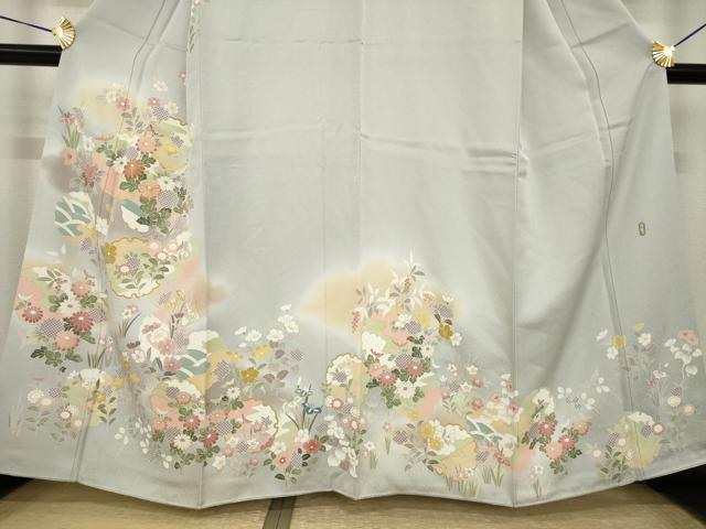 平和屋着物●宝生富美子　訪問着　友禅　駒刺繍　雪輪花文　暈し染め　金彩　正絹　逸品　AABI7533ck