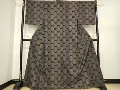 平和屋着物●本場大島紬　カタス7マルキ　雪輪間道　正絹　逸品　AABI7535ck