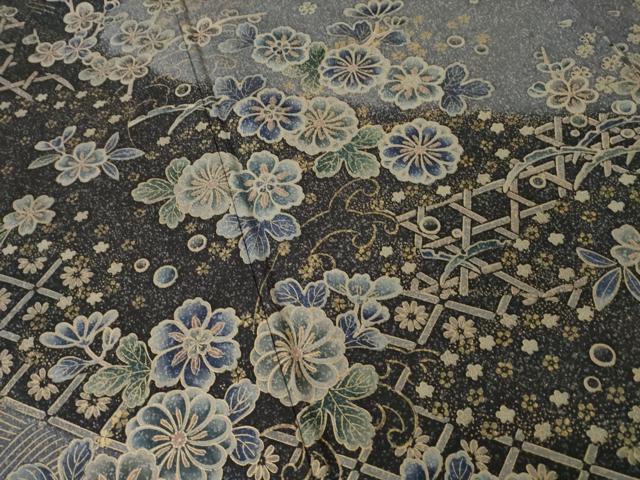 平和屋着物●本場大島紬　染大島　訪問着　辻が花　雪芝花籬文　金彩　正絹　逸品　AABI7537ck
