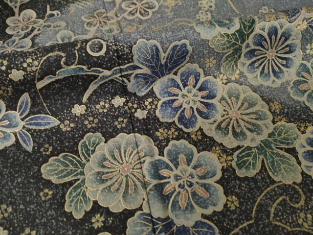 平和屋着物●本場大島紬　染大島　訪問着　辻が花　雪芝花籬文　金彩　正絹　逸品　AABI7537ck