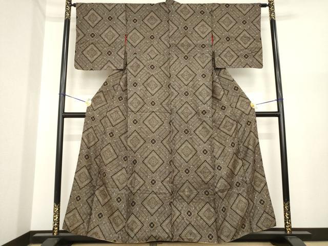平和屋着物●アンティーク大島　本場大島紬　龍郷絣　花菱文　正絹　逸品　AABI7547ck