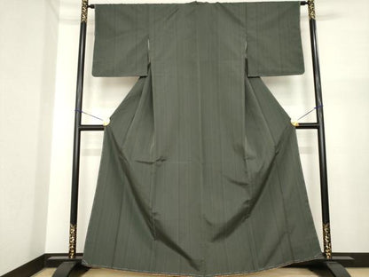 平和屋着物●上質な紬　縞　正絹　逸品　AABI7549ck