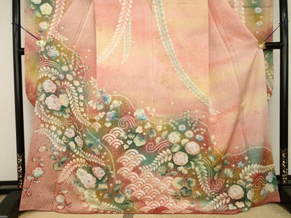 平和屋着物●豪華振袖　作家物　泰常　辻が花　舞花文　暈し染め　金彩　銀通し地　正絹　逸品　AABI7550ck