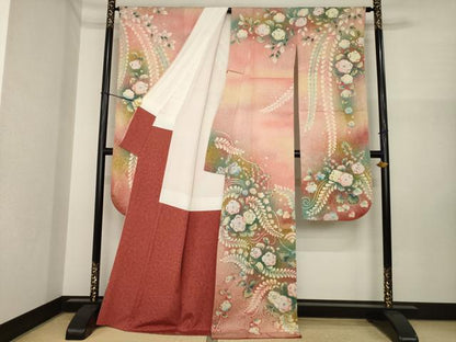 平和屋着物●豪華振袖　作家物　泰常　辻が花　舞花文　暈し染め　金彩　銀通し地　正絹　逸品　AABI7550ck