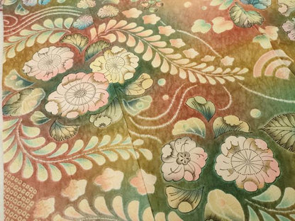 平和屋着物●豪華振袖　作家物　泰常　辻が花　舞花文　暈し染め　金彩　銀通し地　正絹　逸品　AABI7550ck