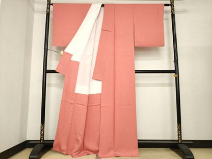 平和屋着物●冷泉布美子　色無地　銀朱色　正絹　逸品　AABI7552ck