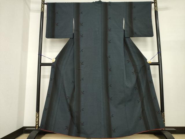 平和屋着物●本塩沢　110亀甲　花間道　正絹　逸品　AABI7553ck