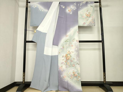 平和屋着物●訪問着　辻が花　舞花文　暈し染め　金彩　正絹　逸品　AABI7554ck