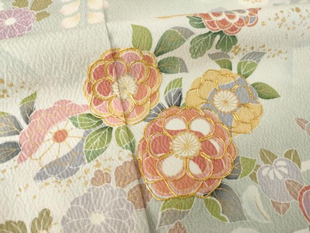 平和屋着物●訪問着　辻が花　舞花文　暈し染め　金彩　正絹　逸品　AABI7554ck
