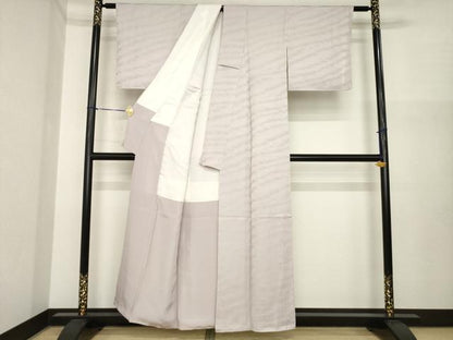 平和屋着物●上質な色無地　霞地紋　薄柿色　正絹　逸品　未使用　AABI7555ck