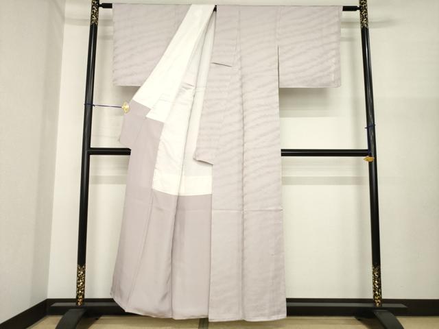 平和屋着物●上質な色無地　霞地紋　薄柿色　正絹　逸品　未使用　AABI7555ck