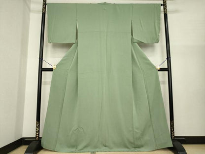 平和屋着物●上質な色無地　老竹色　正絹　逸品　未使用　AABI7557ck