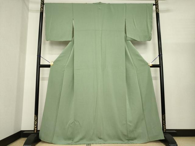 平和屋着物●上質な色無地　老竹色　正絹　逸品　未使用　AABI7557ck