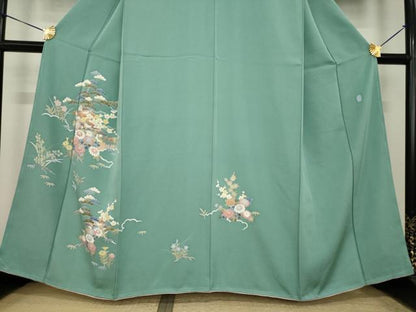 平和屋着物●本加賀友禅作家　南克治　訪問着　風景花文　正絹　逸品　AABI7558ck