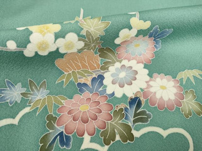 平和屋着物●本加賀友禅作家　南克治　訪問着　風景花文　正絹　逸品　AABI7558ck