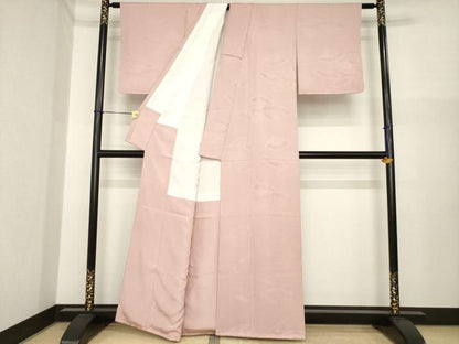 平和屋着物●上質な色無地　扇面地紋　虹色　正絹　逸品　AABI7565ck